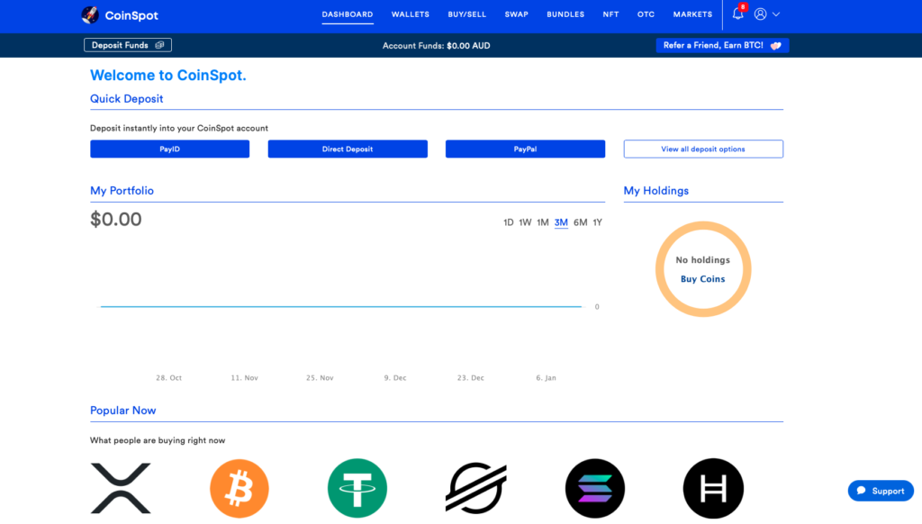 CoinSpot Review 2025: CoinSpot dashboard
