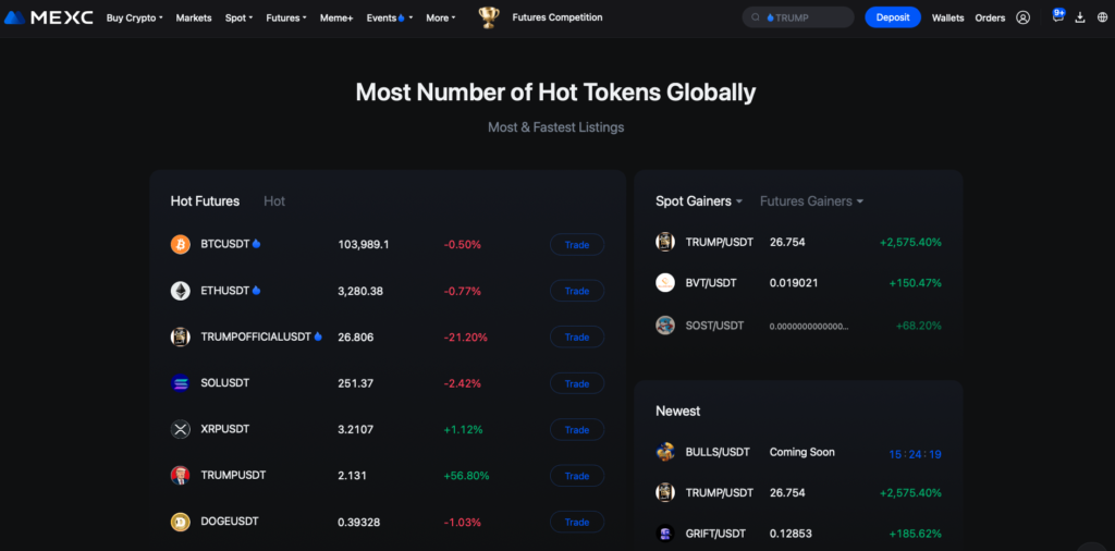 MEXC review: Number of tokens