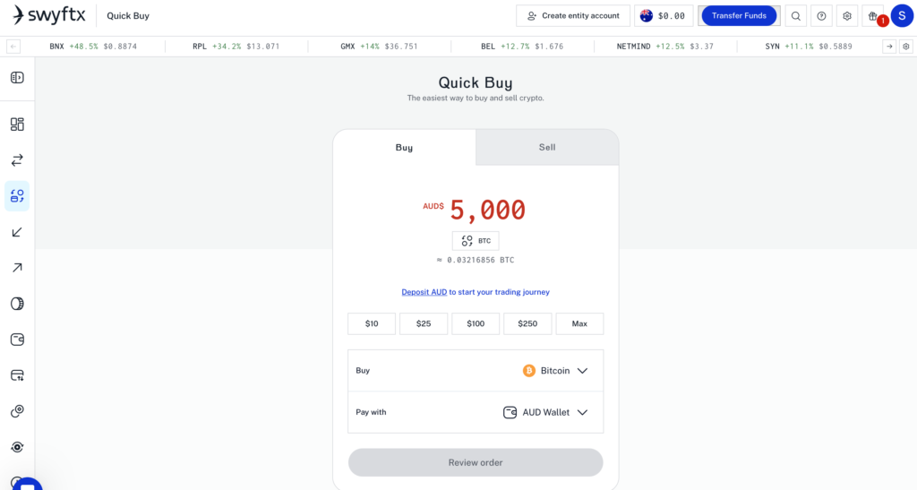 CoinSpot vs Swyftx: Swyftx Simple Buy