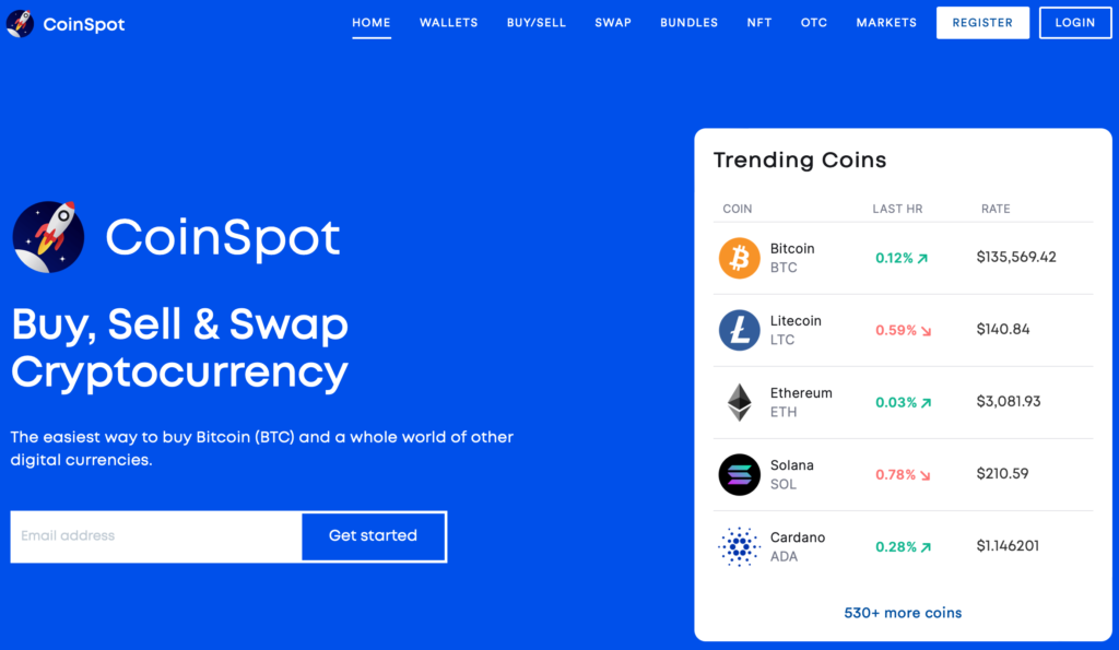 Binance Australia Alternatives: CoinSpot Homepage